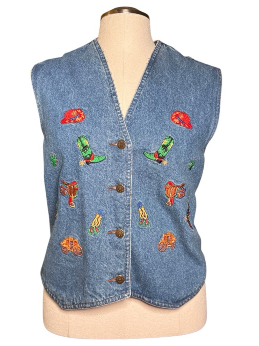 Casey Coleman Multicolor Cowboy Western Vintage Fall Vest